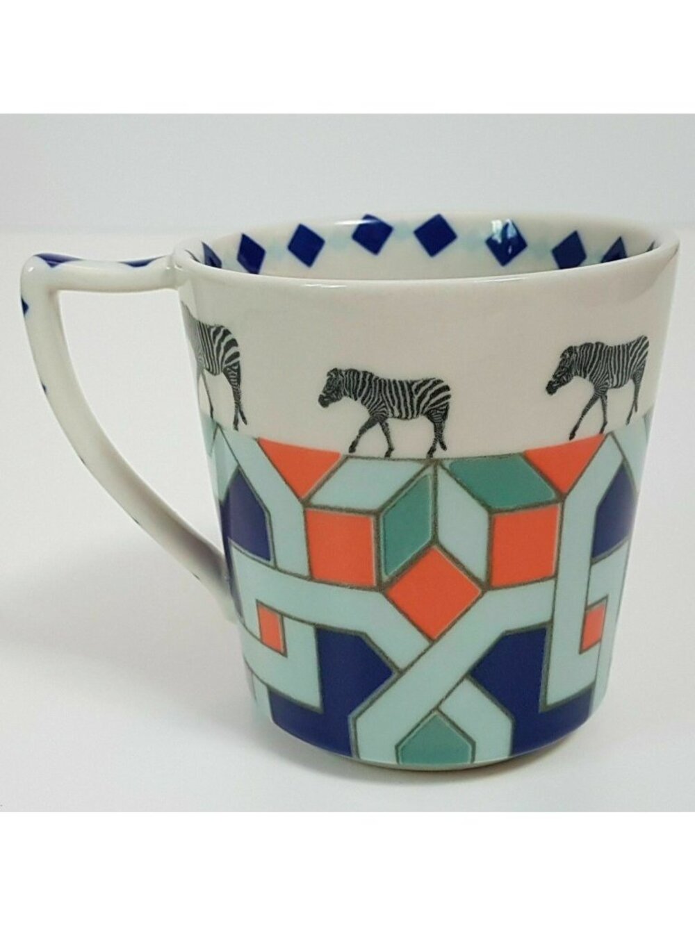 Zebra Coffee Mug Anthropologie Story Tiles Narrative Geometric NEW